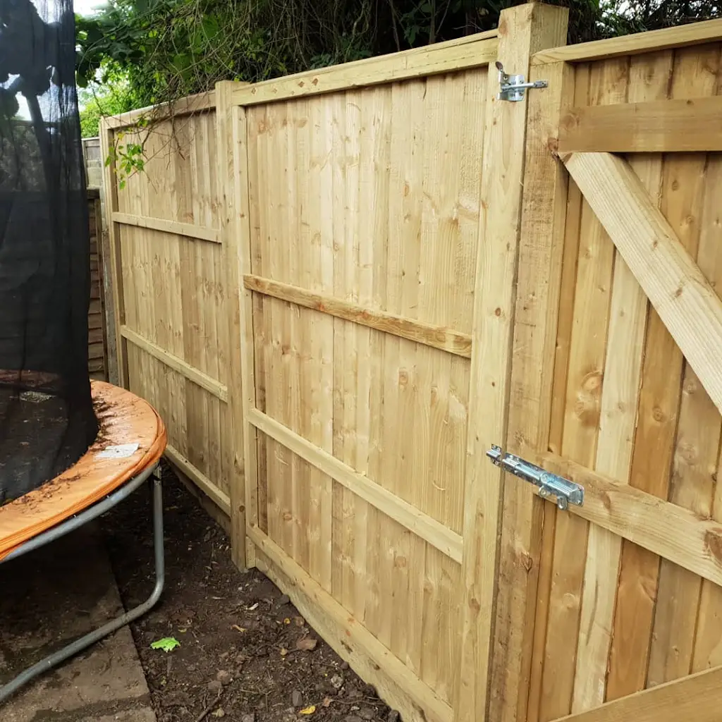 Made-to-measure timber garden gate with braced frame and galvanised ironmongery fitted by Bracknell Fencing LTD in Berkshire